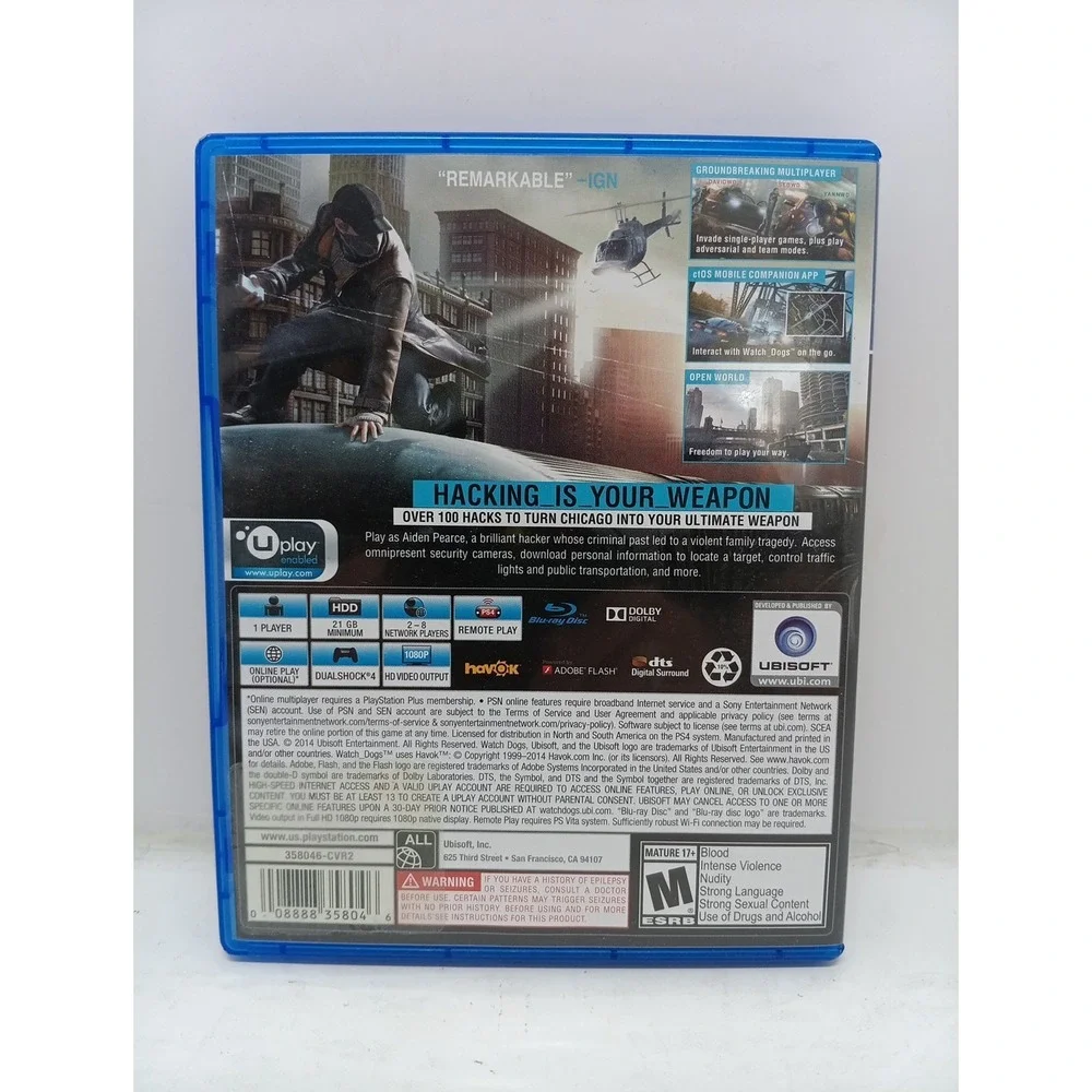 Sony PlayStation 4 Watchdogs Game C.I.B.
